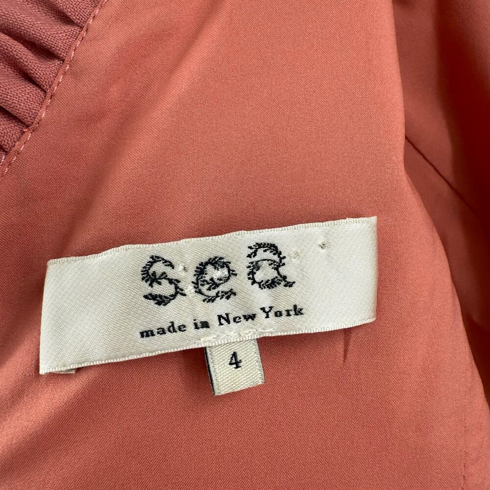 Sea New York Hayes Dress Size 4 Empire Midi Rose Pink Wool Blend Designer Luxury - Picture 6 of 16